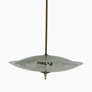 Suspension en Verre de Murano Vert Nile dans le style de Pietro Chiesa pour Fontana Arte, 1950s