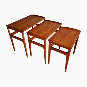 Skandinavische Teak Satztische von Erling Torvits für Heltborg Møbler, 1960er, 3er Set