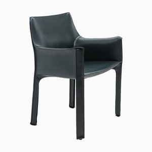 Green Leather CAB 413 Armchair by Mario Bellini for Cassina, 2000s