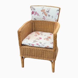 Vintage Wicker Armchair with Pillows, 1980s