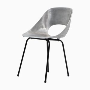 Sedia Tonneau in alluminio di Pierre Guariche per Steiner, anni '50