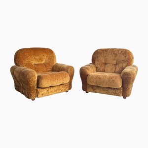 Italienischer Mid-Century Modern Space Age Stuhl aus Samt, 1970er