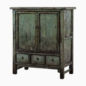 Blue Lacquer Side Cabinet with Drawers, 1920s