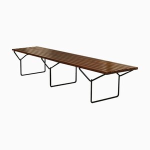 Panca in teak e metallo di Harry Bertoia per Knoll, Italia, anni '60