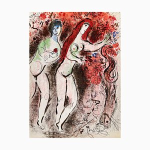 Marc Chagall, Adam and Eve and the Forbidden Fruit mit Akt, 1960, Lithographie