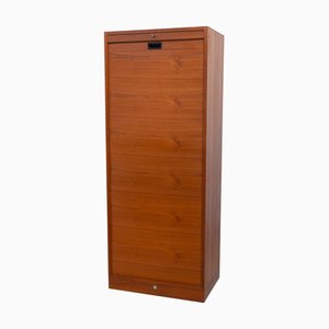 Vintage Danish Teak Filing Cabinet with Tambour Door from Bjerringbro, 1960s