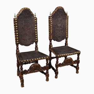 Sedie antiche in pelle, Italia, 1770, set di 2