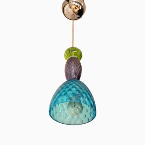 Vintage Italian Hanging Lamp with Hand-Blown Murano Glass, 1980s