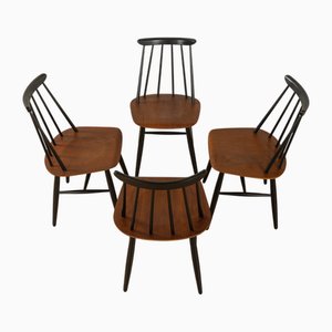 Vintage Rung Chairs by Ilmari Tapiovaara for ASKO, 1960s, Set of 4