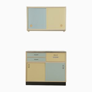 Pastel Kitchen Cabinets, 1950s, Set of 2