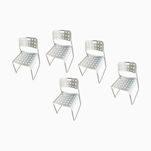 Sedie Omkstak in metallo bianco di Bieffeplast, anni '70, set di 5