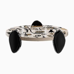 Coa Oval Center Table in Wood Abstract Print by Hommés Studio