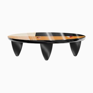 Ludwika Oval Center Table in Wood Abstract Print by Hommés Studio