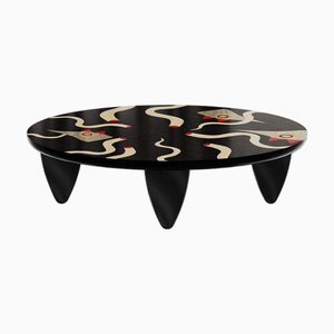 Centre de Table Ovale Birds en Bois Imprimé Abstrait par Hommés Studio