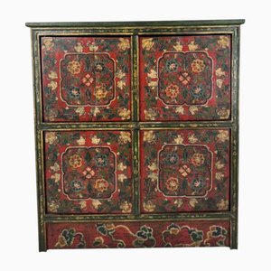 Tibetan Furniture in Polychrome Wood with Floral Motifs, 1890