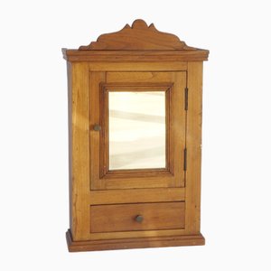 Mobiletto Art Déco vintage in legno con specchio, anni '30