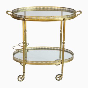 Mid-Century Modern Neoklassizistischer Servierwagen mit Glas und herausnehmbarem Tablett, 1960er