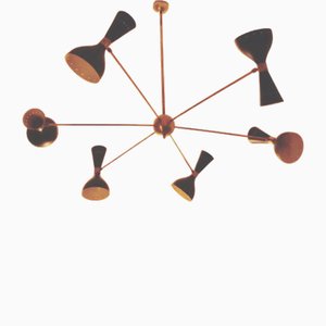 Vintage Black and Brass Pendant Light, 1980s