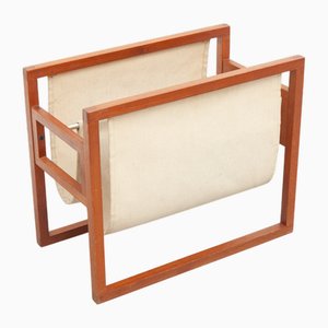 Zeitungsständer aus Teak & Leinen von Henning Wind-Hansen für Sika Møbler, 1960er