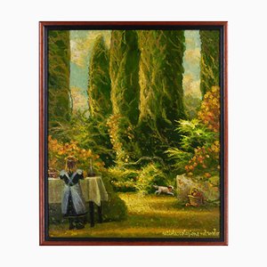 Antonio Saliola, Breakfast in the Rose Garden, Oil Painting, 2006