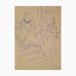 Mino Maccari, At the Festival in Venice, Charcoal on Paper, 1946