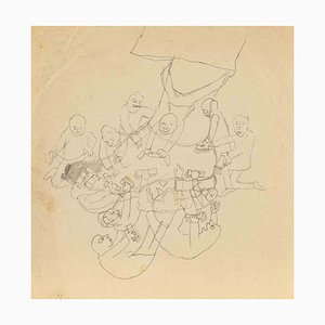 Mino Maccari, Party, Ink Drawing, Mid-20th Century