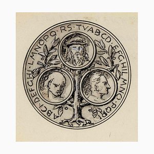 Aurelio Mistruzzi, Sketch for a Medal, Ink & Watercolor, 1930s