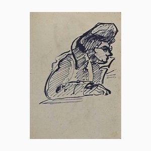 Francisco Borès, Portrait, Marker Drawing, Mid-20th Century