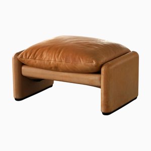 Italian Modern Maralunga Ottoman in Leather by Vico Magistretti for Cassina, 1973