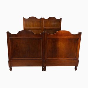 Lit Double Antique en Bois avec Tiroirs Intégrés