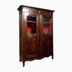 Louis XV Style Bookcase in Walnut and Beech