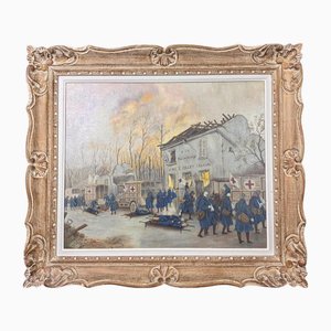 After Georges Bertin Scott, The Automobile During The War, Oil Painting, Framed