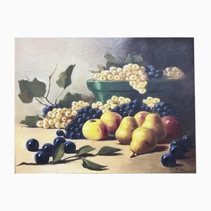J Chatelin, Still Life with Fruit (B), Oil on Canvas, Framed
