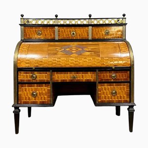 Bureau Cylindre Louis XVI en Marqueterie