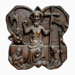 Panel of Devotional Altarpiece in Patinated Plaster