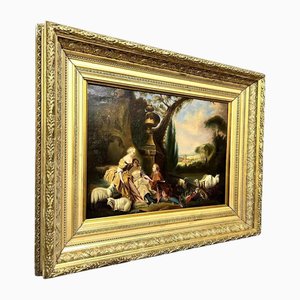 Romantic Style Animated Scene, Oil on Canvas, Framed