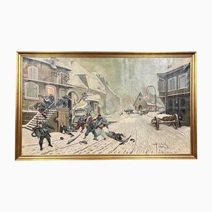 J Véray after de Neuville, Figurative Scene, Oil on Canvas