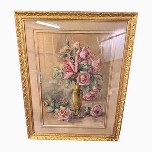 Flowers, Watercolor on Paper, Framed