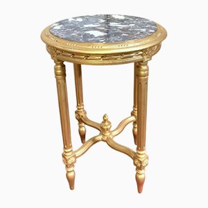 Round Gilded Wooden Pedestal Table