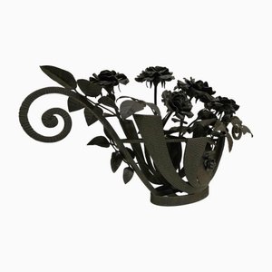Basket of Roses in Hammered Iron