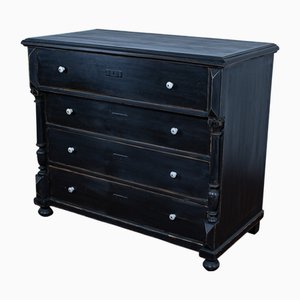 Pine Chest of Drawers with Porcelain Knobs, 1920s-1930s