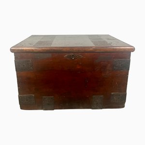 Antique Military Naval Officer's Sea Chest in Oak, 19th Century