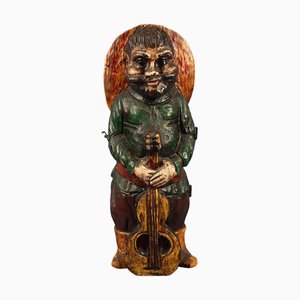 Mexican Guitarist Male Bottle Holder in Wood, 1970s