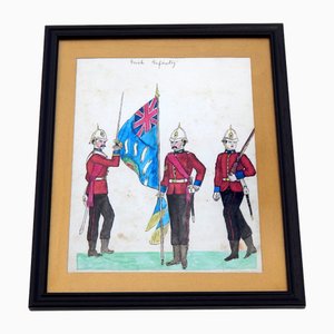 Caesar Delia, Military Uniform Study of Irish Infantry, 1883, Watercolor
