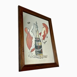 Vintage Art Deco Style Schweppes Advertising Mirror, 1970s