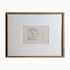 Pablo Picasso, Raphael e Fornarina XXI: Michelangelo è nascosto sotto il letto, Tavola 316, Serie 347, 1969, Puntasecca e acquaforte, Con cornice
