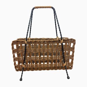 Rattan Magazine Rack, 1970s