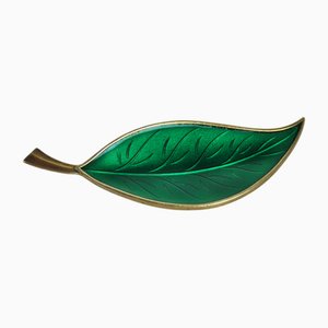 Mid-Century Danish Sterling Silver and Enamel Leaf Brooch from Brd. B, 1960s