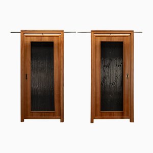 Puertas correderas Mid-Century de nogal y caoba, años 60. Juego de 2