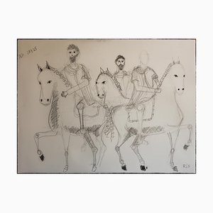 Marcus Aurelius on Horseback, 2025, Charcoal on Cotton Paper